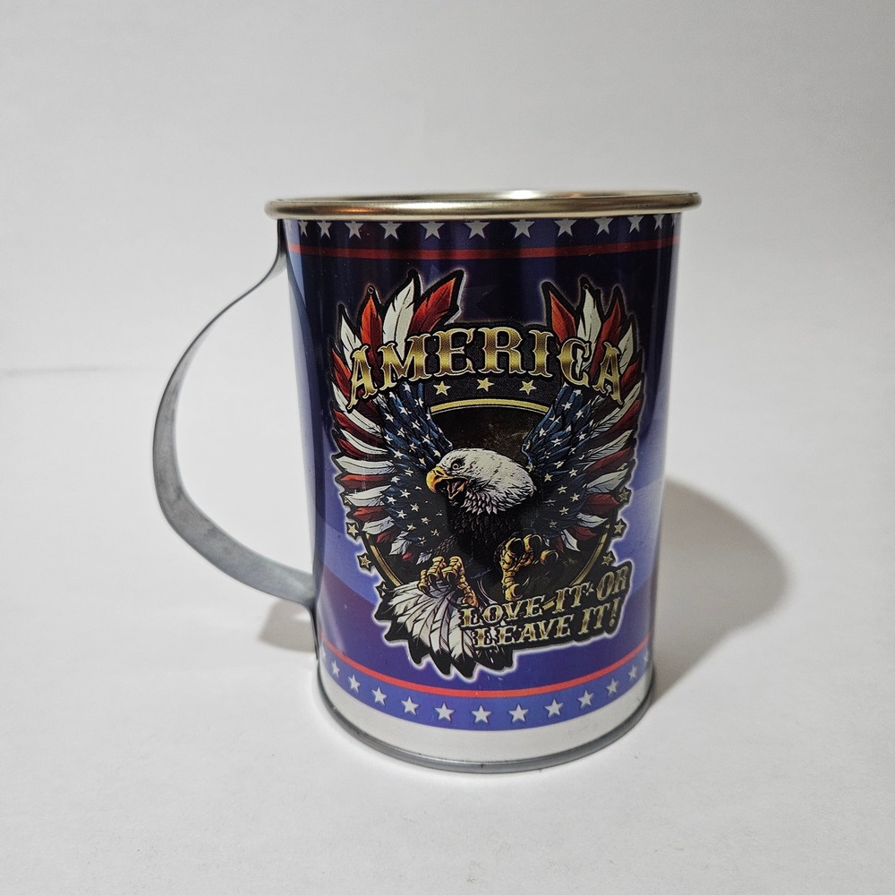 Bayou Billy America Love It Or Leave It Tin Mug Ronald Reagan Quote Eagle 5in